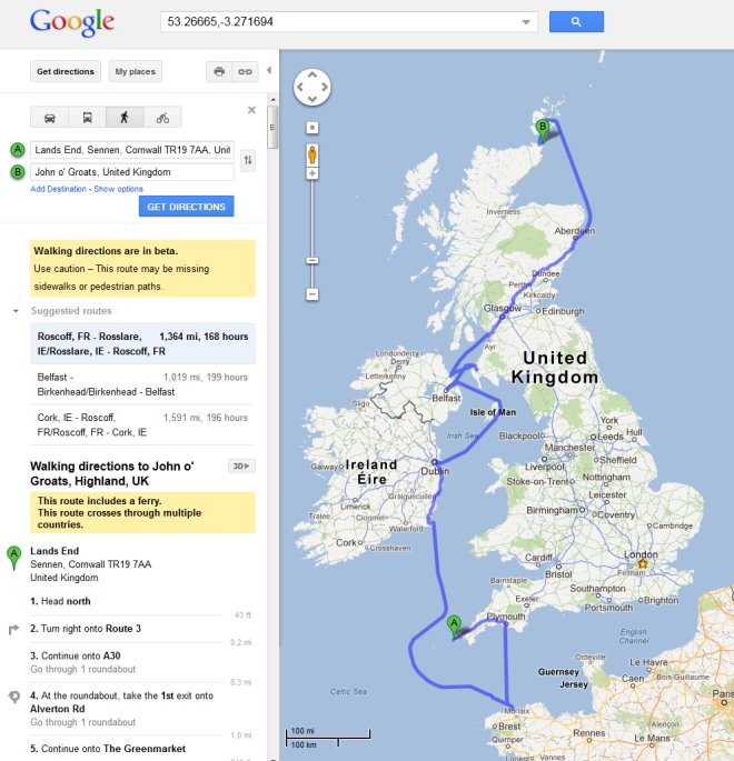 Google Maps Walking Route