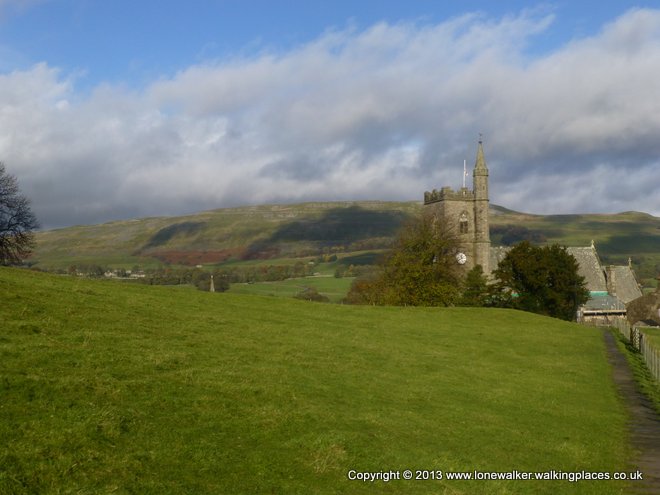 Arriving in Hawes and the church spire is a trig point!