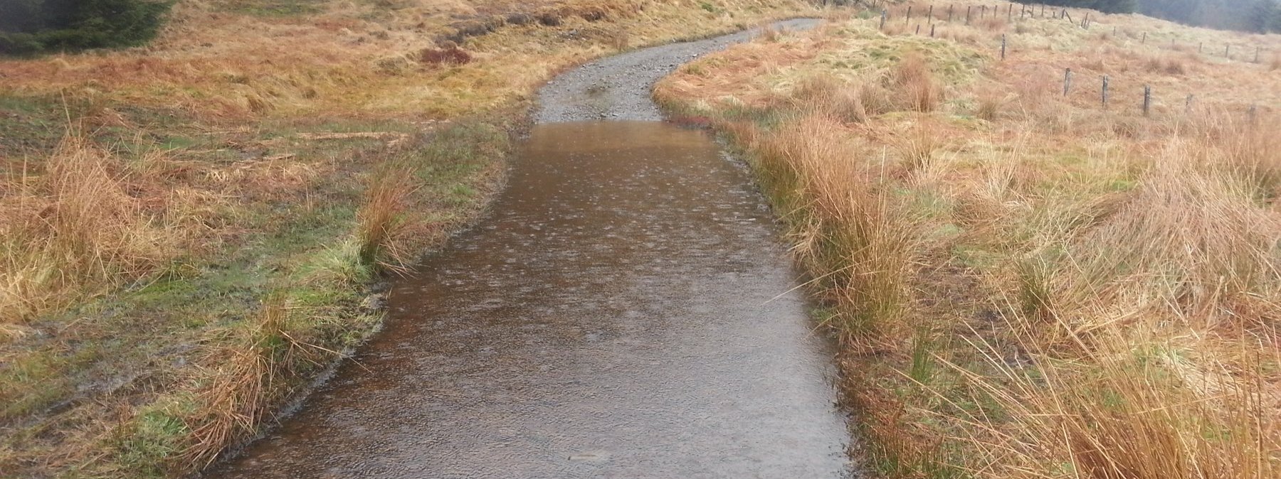 Water-logged road as I rejoin the tarmac