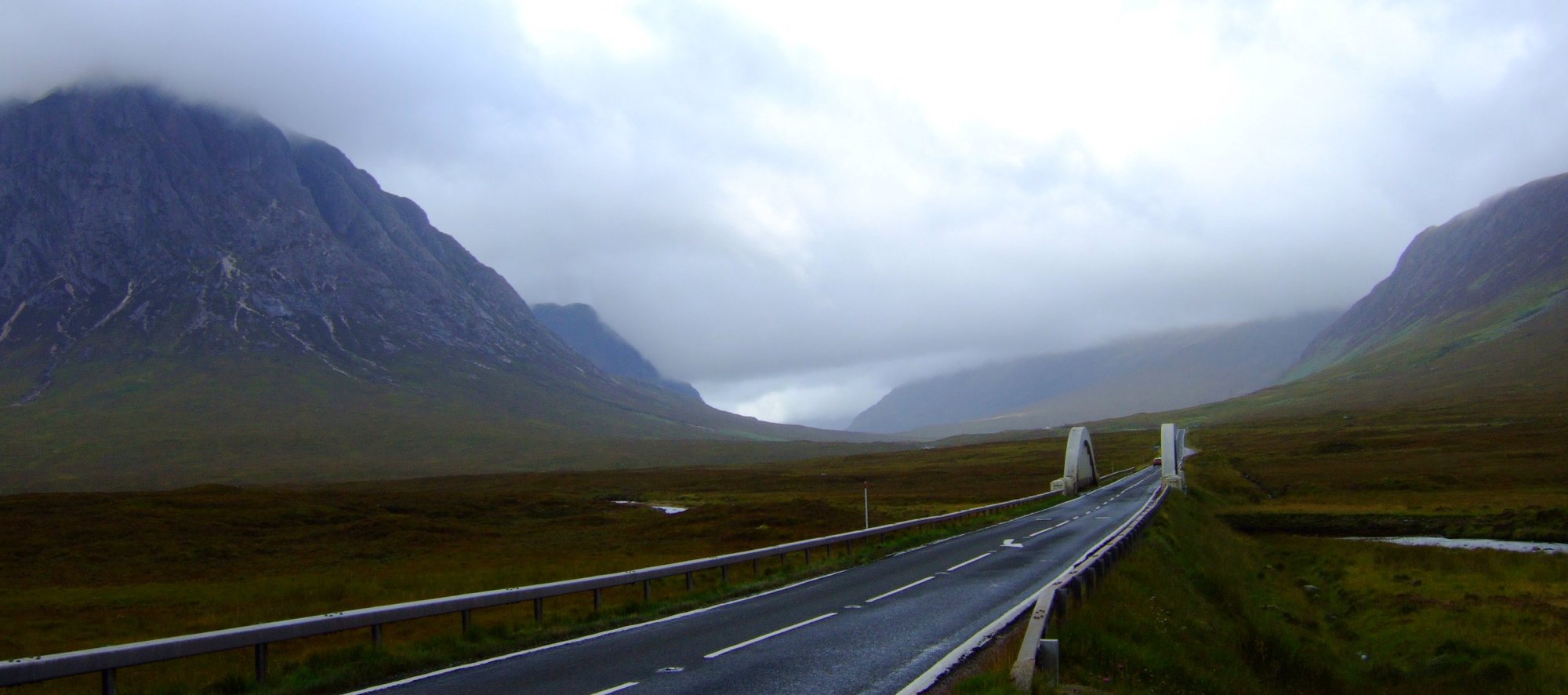 The road through Glen Coe in the daylight