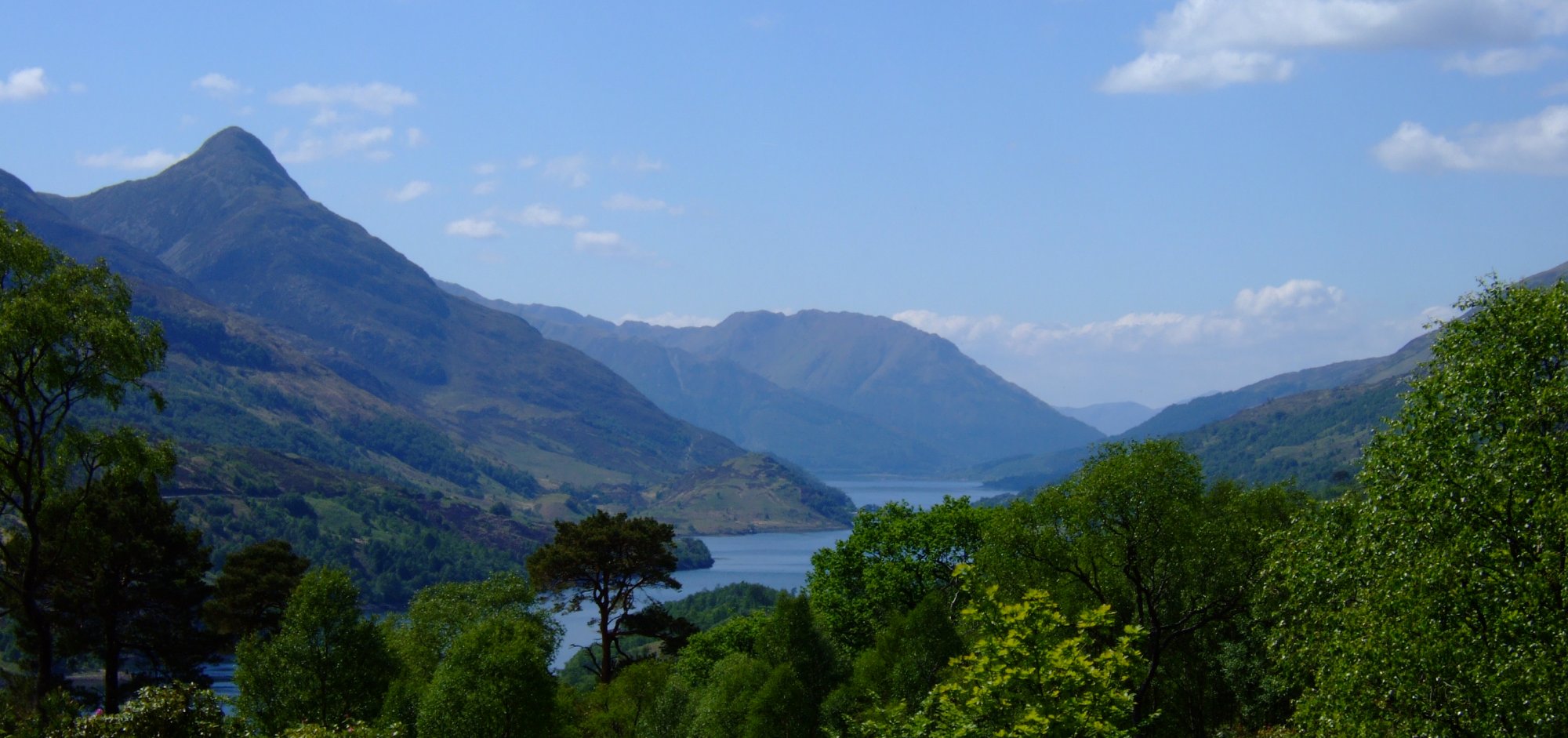 The view down Loch Leven. The Pap of Glencoe and Sgorr Dhearg on the left and Beinn na Caillich on the right