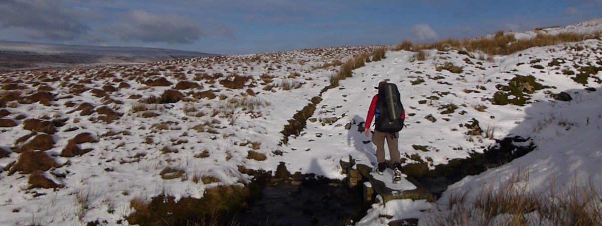 Crossing a beck on the way to Plover Hill