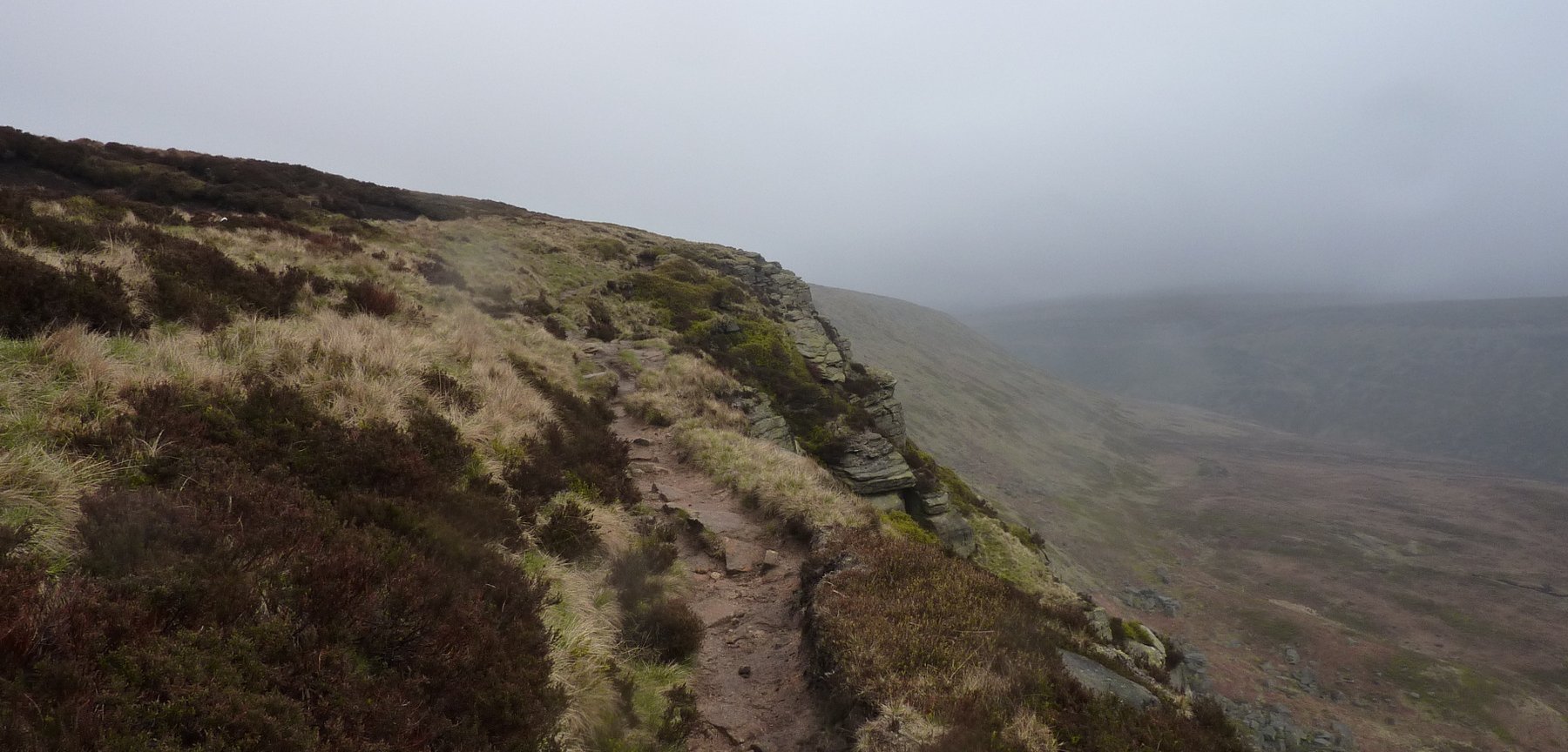 The path heads up towards Laddow Rocks