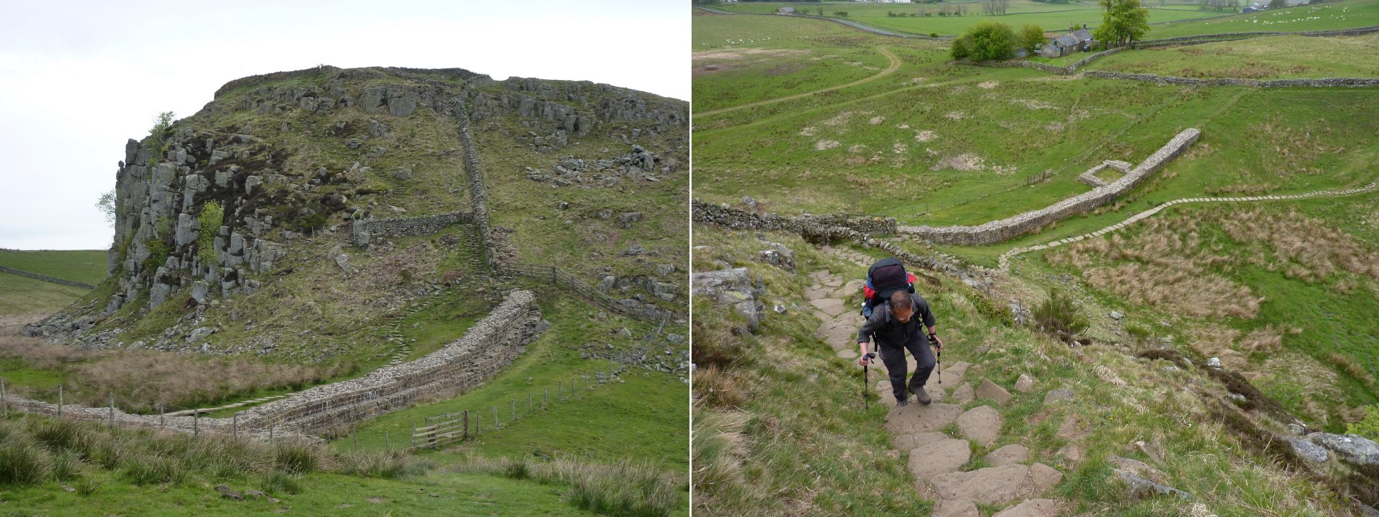 Left to Right: First climb of the day - Steel Rigg, Tony climbs the steps on Steel Rigg