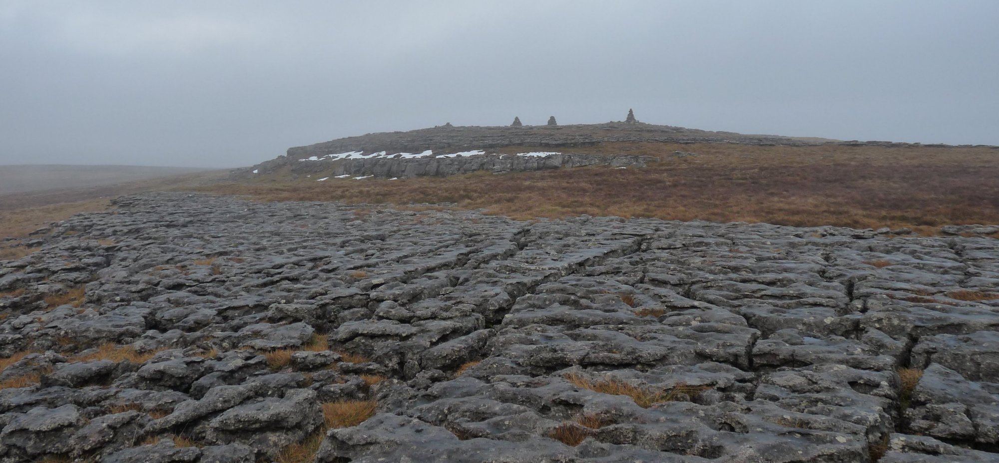 Cairns and limestone pavement on the Castle Folds route